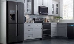Image result for Black Stainless Steel Appliances Samsung Kitchen