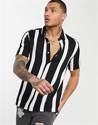 Image result for Men's Black and White Striped Shirt