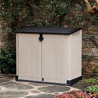 Image result for Keter Store-It-Out Midi 30-Cu Ft All-Weather Resin Storage Shed, Beige