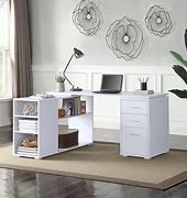 Image result for White L-shaped Desk with Shelves