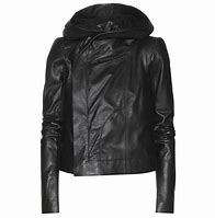 Image result for Black Leather Jacket Women's Hood