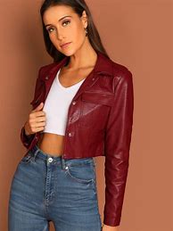 Image result for Faux Leather Crop Jacket