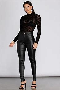 Image result for Black Leather Pants Outfit