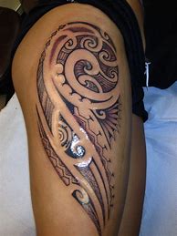 Image result for Hawaiian Tribal Thigh Tattoos