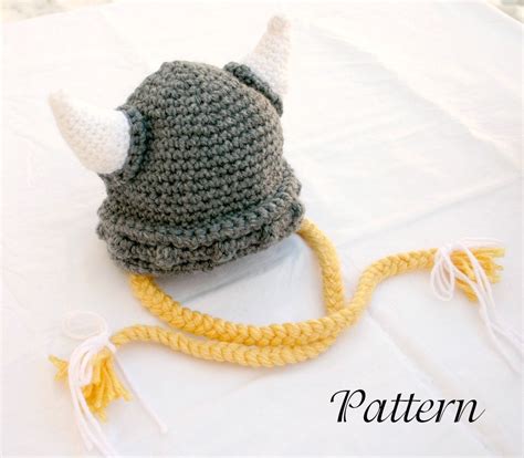 Viking baby hat PDF crochet PATTERN 6 36 month gray white
