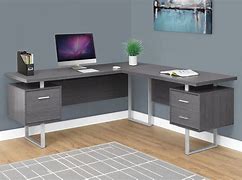Image result for Gray L-shaped Desk with Drawers