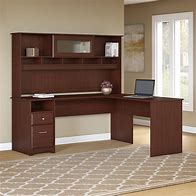 Image result for L-shaped Desk with Storage in Wood