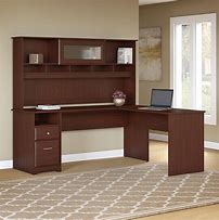 Image result for Cherry Wood L Desk with Hutch