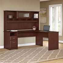 Image result for L-Shape Desk with Hutch and Drawers
