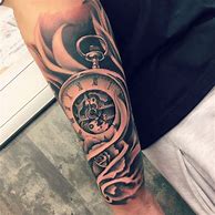 Image result for Forearm Sleeve Tattoo Clock Design