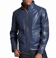 Image result for Men's Navy Blue Leather Jacket