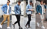 Image result for Blue Denim Jacket and All Black Outfit