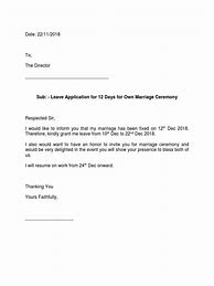 Image result for Leave Application for Marriage Sample