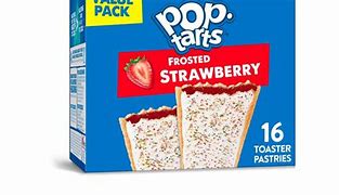 Image result for Kelloggs Pop Tarts Whole Grain Frosted Strawberry Pastry - 3.52 Oz. Pack | Purefun