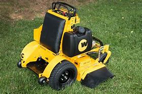 Image result for Small Stand Up Mower Yellow