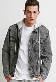 Image result for Grey Denim Jacket Fur Men