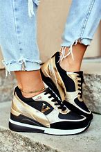 Image result for Black and Gold Sneakers