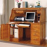 Image result for Oak Roll Top Computer Desk