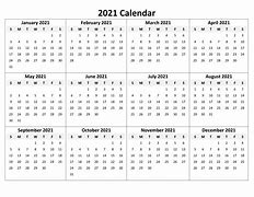 Image result for 2021 Yearly Calendar Template