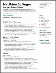 Image result for Work Experience for Police Officer Resume