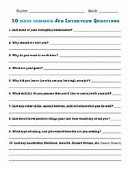Image result for 10 Job Interview Questions