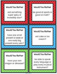 Image result for Printable Wold You Rather Cards