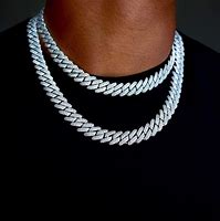 Image result for Diamond Cuban Link Necklace (10Mm) In White Gold - 14K White Gold Plated / 18" / White Gold