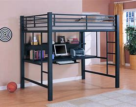 Image result for Full Size Loft Bunk Bed with Desk