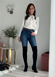 Image result for Over Knee Boots with Jeans