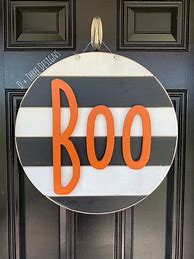 Image result for Black and White Stripe Halloween Door Hanger