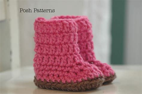 Crochet Pattern Easy Baby Boots Slippers   2 Sizes
