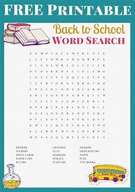 Image result for Back to School Word Search Printable Answer