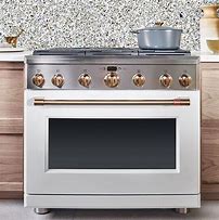 Image result for Cafe White Brass Appliances