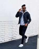 Image result for Jean Jacket with Grey Hoodie