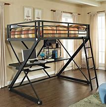 Image result for Full Size Loft Bunk Bed with Desk