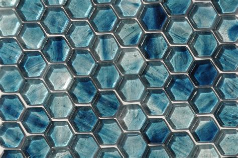 Fusion Glass Sky Blue Hex Pattern 09F   Glass Tile Home