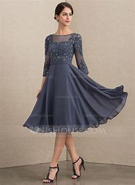 Image result for Jjshouse A-Line Scoop Neck Knee-Length Chiffon Lace Homecoming Dress With Sequins Bow(S)
