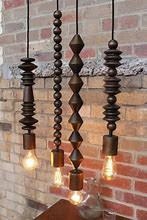 Image result for Wood Bead Pendant Light