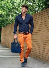 Image result for Orange Dress Shirt What Color Pants