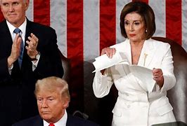 Image result for Pelosi Tears Up State of the Union