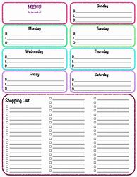 Image result for Weekly Menu with Grocery List