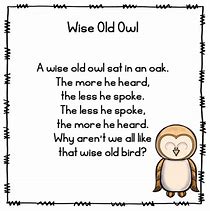 Image result for Wise Old Owl Poem