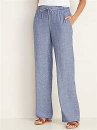 Image result for Old Navy Women%27s High-Waisted Wide-Leg Linen-Blend Pants - White - Size L