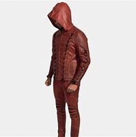 Image result for Men's Red Leather Hooded Jacket