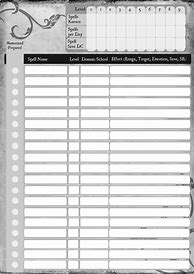 Image result for Wizard Spell Sheet