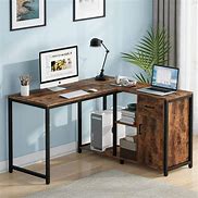 Image result for L Desk with Drawers and Shelves