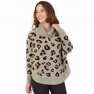 Image result for Women's Cozy Animal-Print Cowlneck Poncho, Black/Classic Animal, Size One Size By Chico's