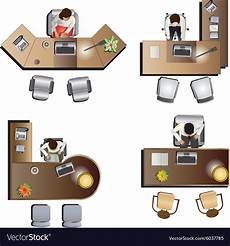 Office furniture top view set 6 Royalty Free Vector Image