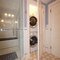 Image result for Bathroom with Stackable Washer Dryer