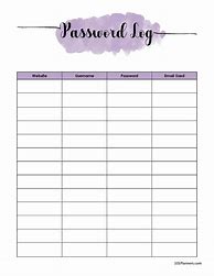 Image result for Printable Password Log Template